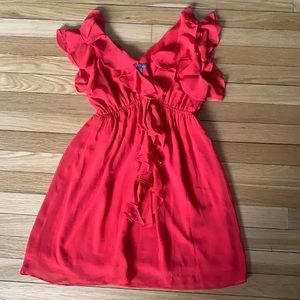 red ruffle dress